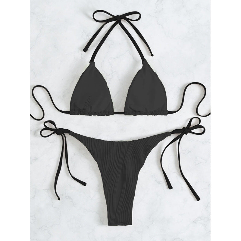 Dame Triangel-Bikini med justerbare kantbånd og flæsedetaljer Stilla