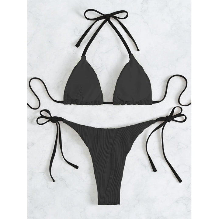 Dame Triangel-Bikini med justerbare kantbånd og flæsedetaljer Stilla