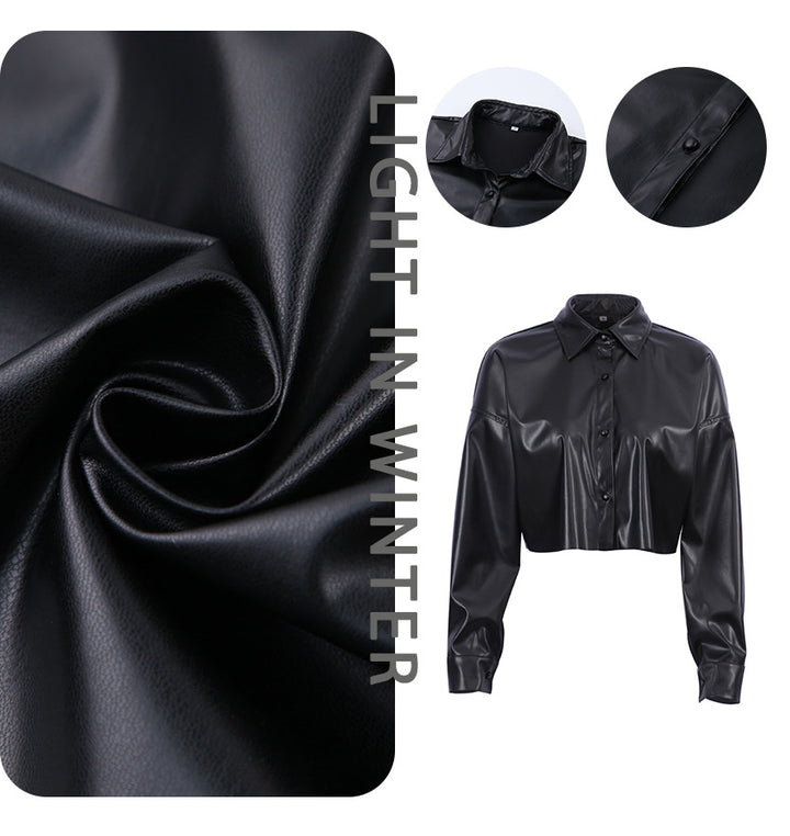Dame cropped bluse i kunstlæder i elegant stil Stilla