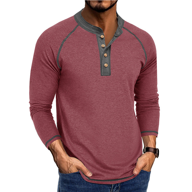 Herrer Langærmet Henley T-shirt med stilfulde knapdetaljer og åndbart materiale Stilla