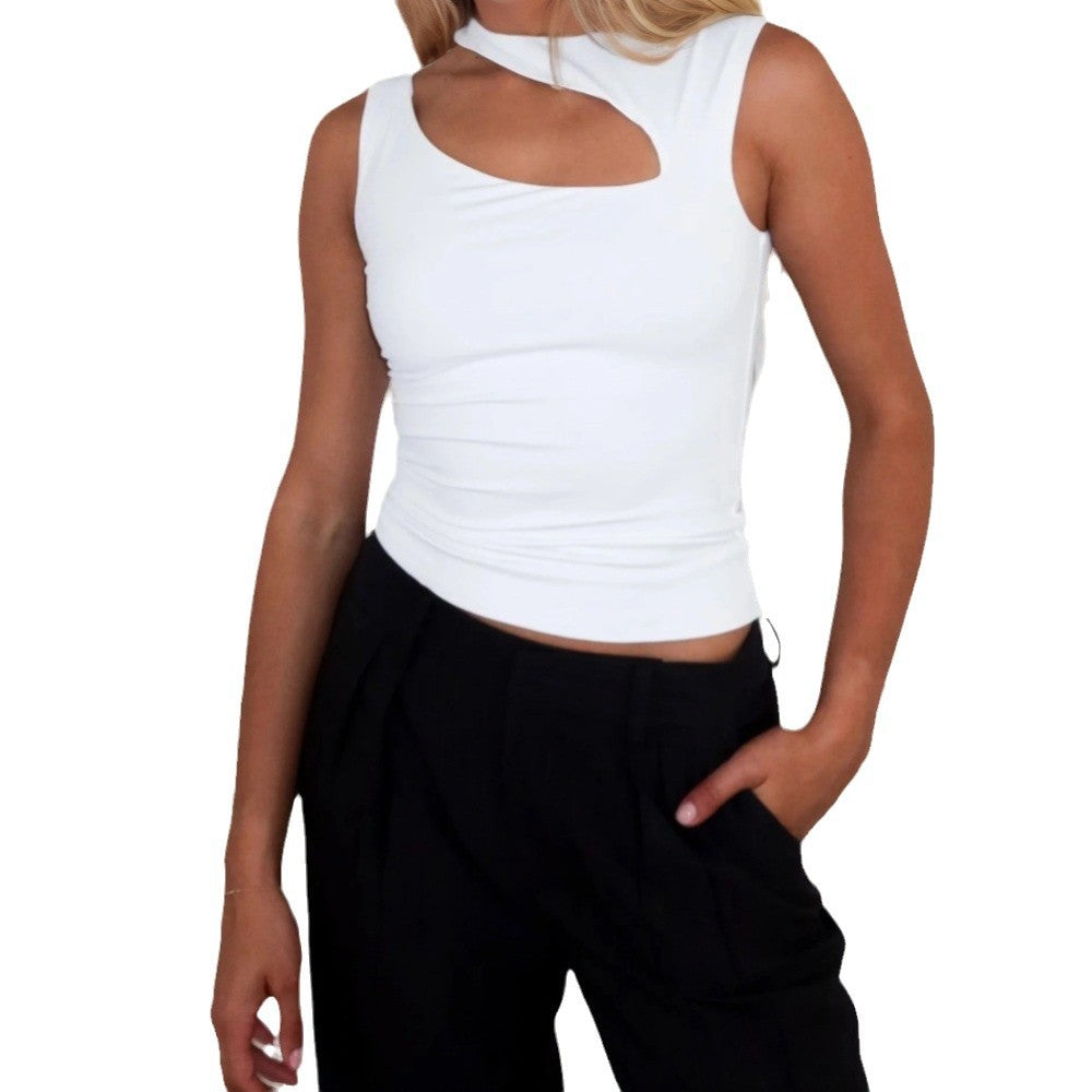 Kvinders crop top med asymmetrisk halsudskæring og figurformende silhuet Stilla