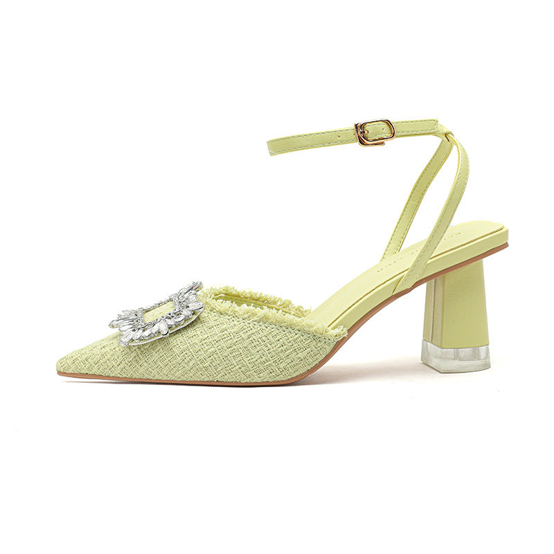 Dame Spids-Tå Slingback-Pumps med dekorativ sløjfe og blokhæl Stilla