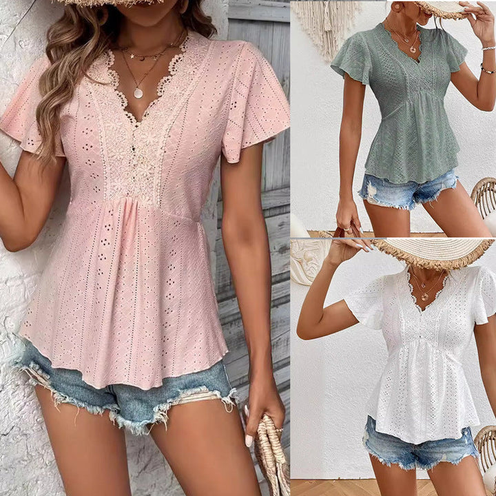 Stilla | Fly-Top Sommer Blonde Sammenflettet V-Hals Top