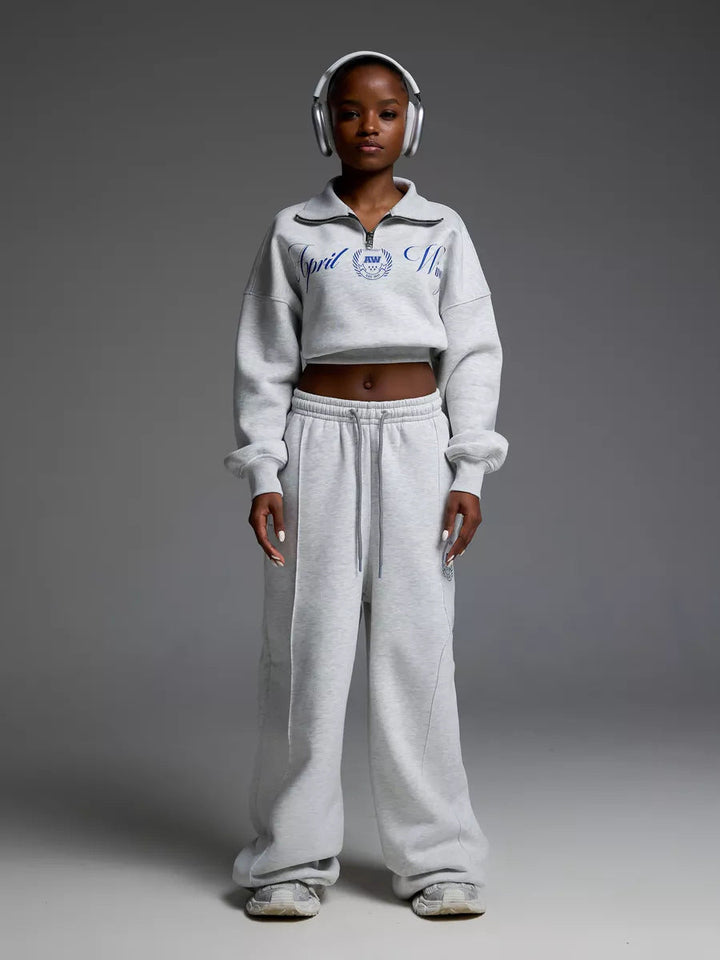 Stilla | Trendy Trykt Sweatshirt Snor Bukser Sæt