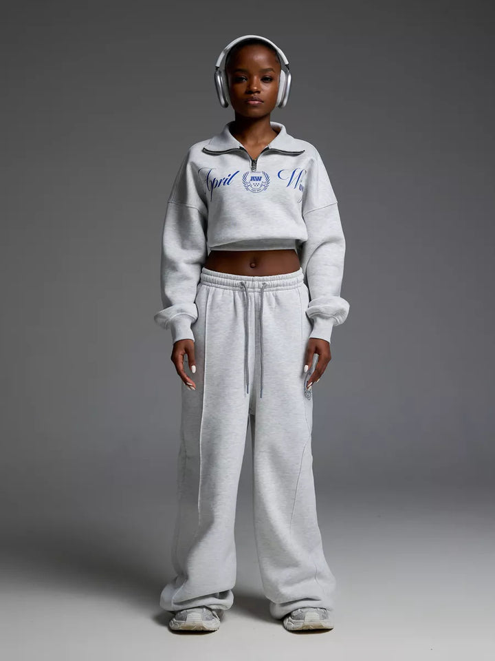 Kvinders cropped sweatshirt og løse jogger sæt Skovae