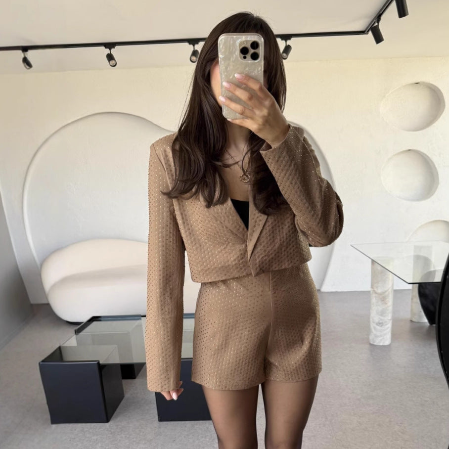 Dame Elegant og moderne Blazer-Shorts-Sæt med struktureret design Stilla