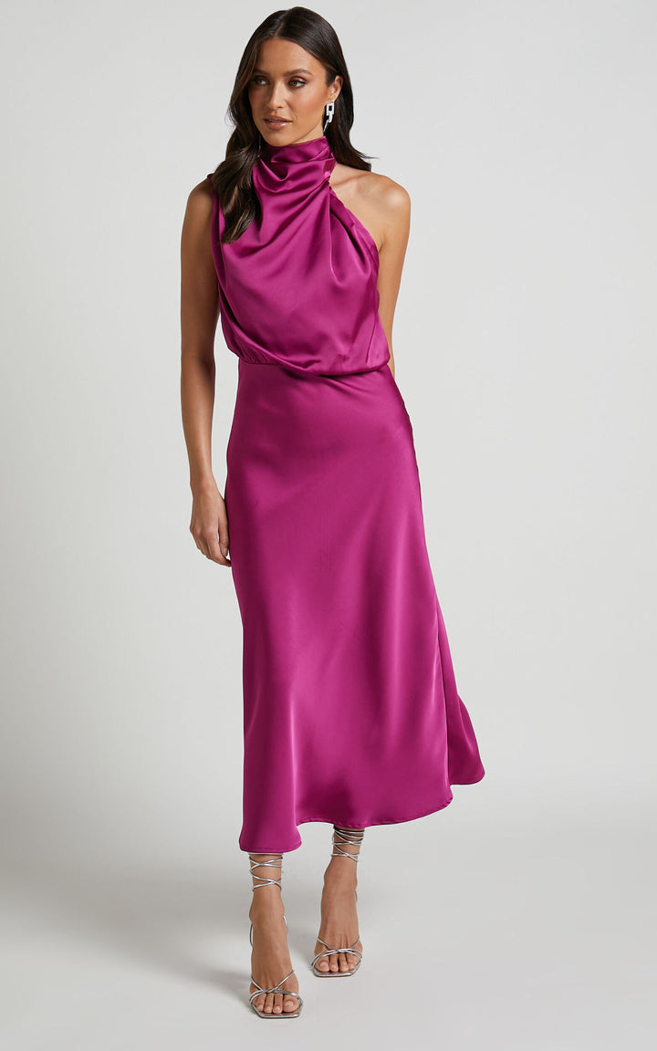 Dame Maxikjole med elegant Drapé Stilla