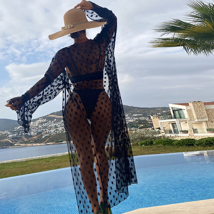Dame transparent strandkimono lavet af let chiffon Stilla