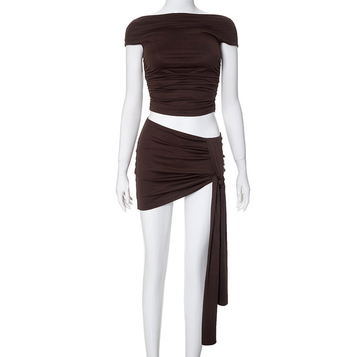 Dame Off-Shoulder Top og Wickelrock Sæt Stilla