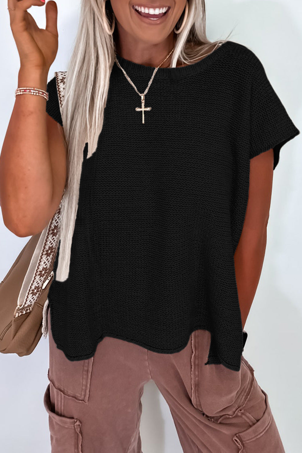 Femme Tekstureret Strik Boxy Top Stilla