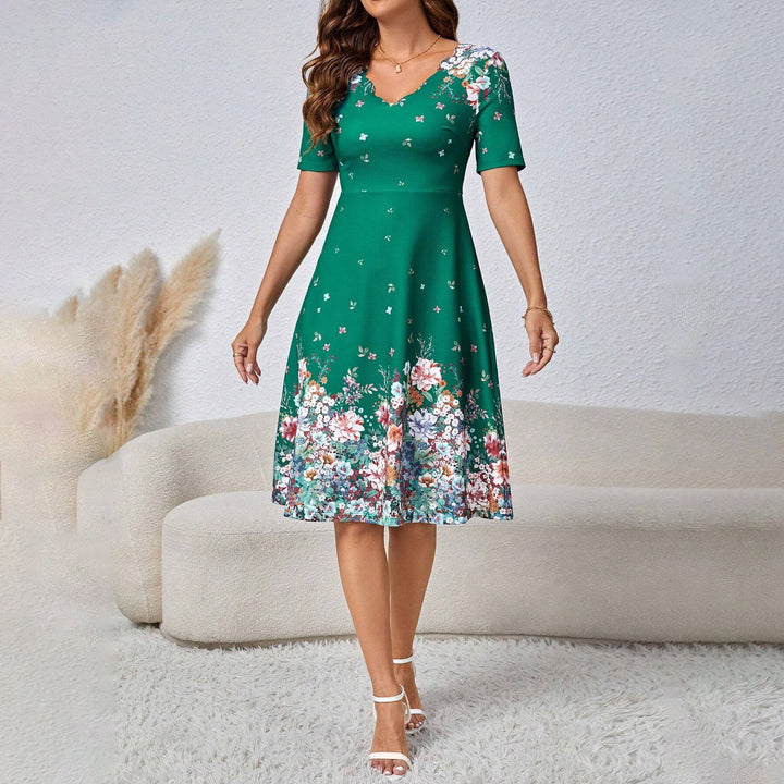 Stilla | Chic Print Casual Loose V-Hals Kjole