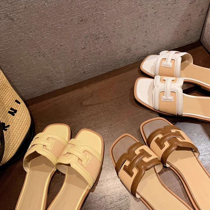 Dame Stilfulde Slide Sandaler med Dekorativt Flettet Rem Stilla