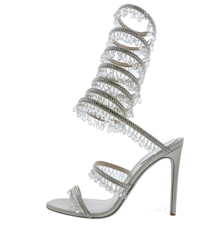 Femme Glamorous kryst dekoreret højhælede sandaler Stilla