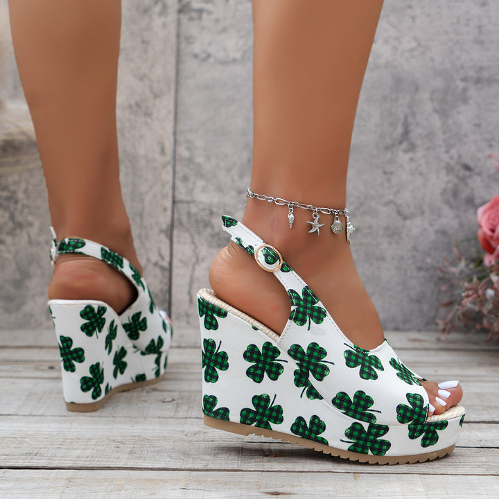 Dame Wedge-sandaler med blomsterdesign og skridsikker sål Stilla