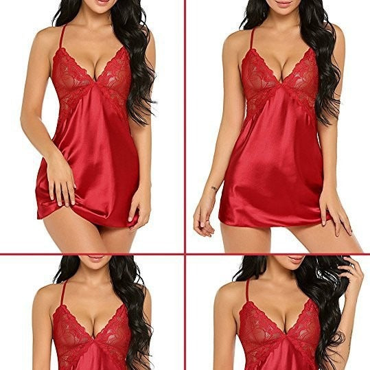 Dame Satin Spids Cami Kjole Stilla