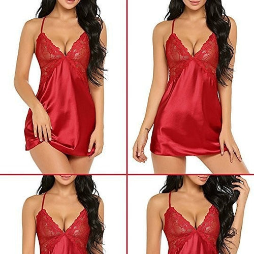 Dame Satin Spids Cami Kjole Stilla