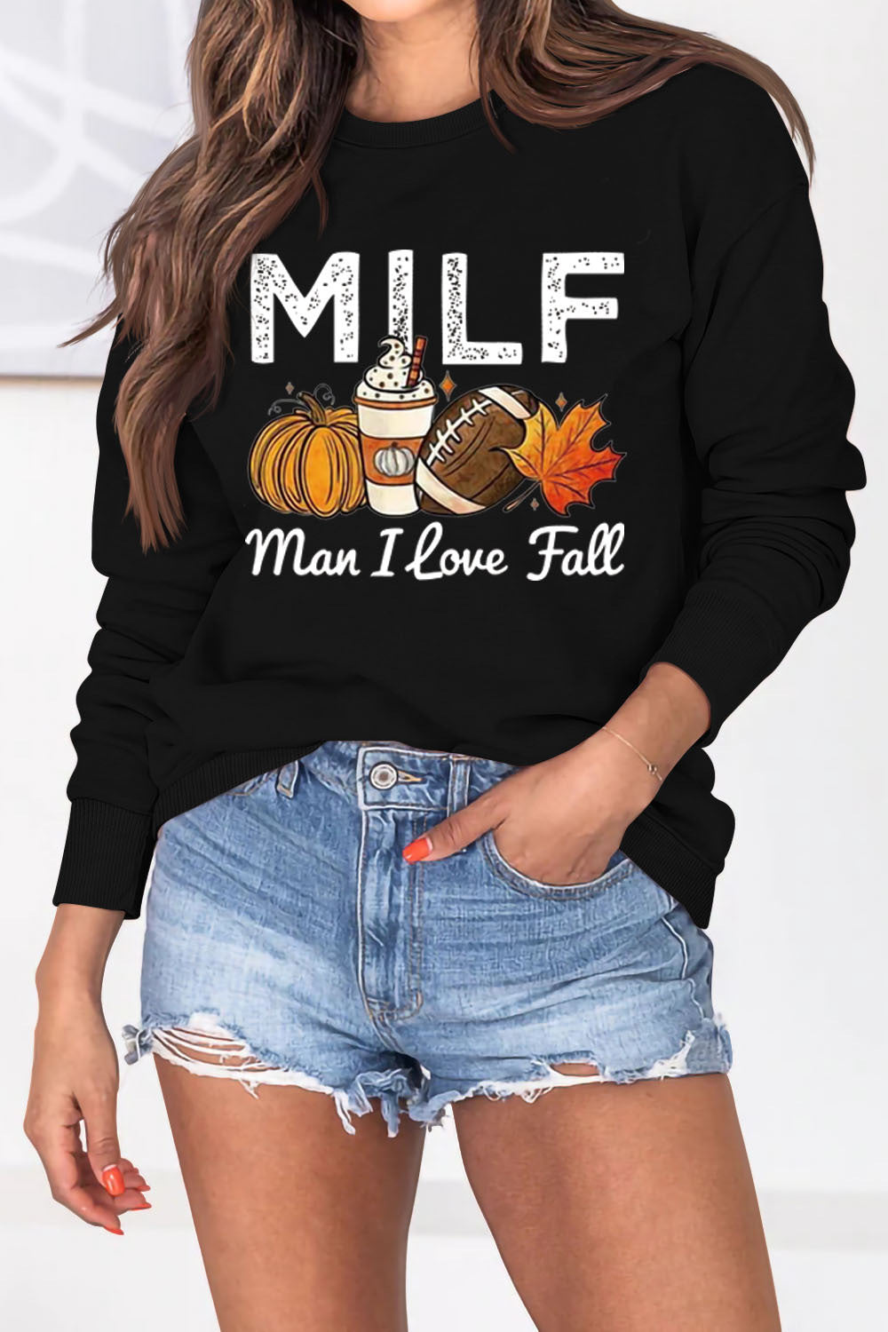 Kvinder sweatshirts med efterårselement motiv og inspirerende tekst Stilla