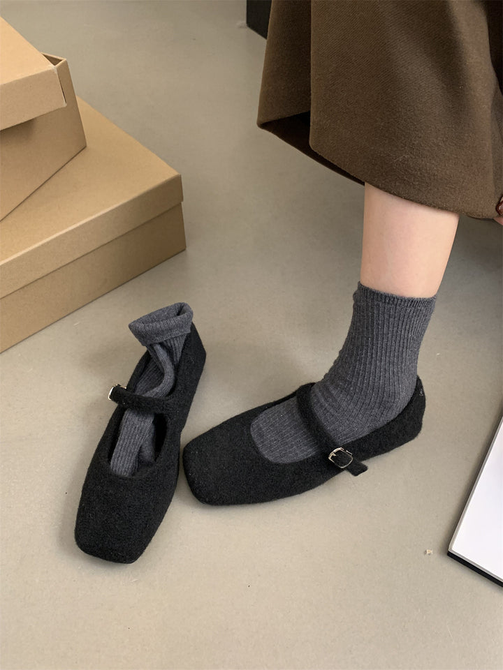 Femme Casual Mary Jane Flats med blødt filtstof Stilla