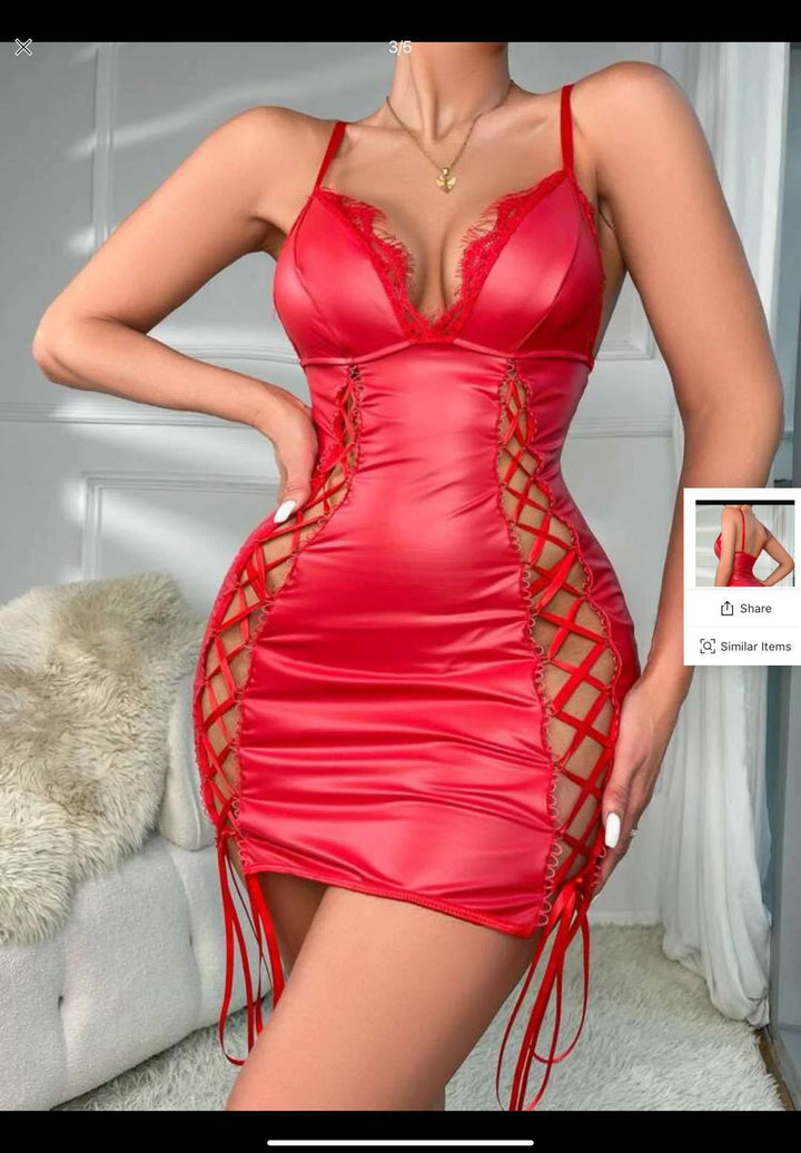 Dame Stilfuld Cutout Kunstlæder Mini Kjole Stilla