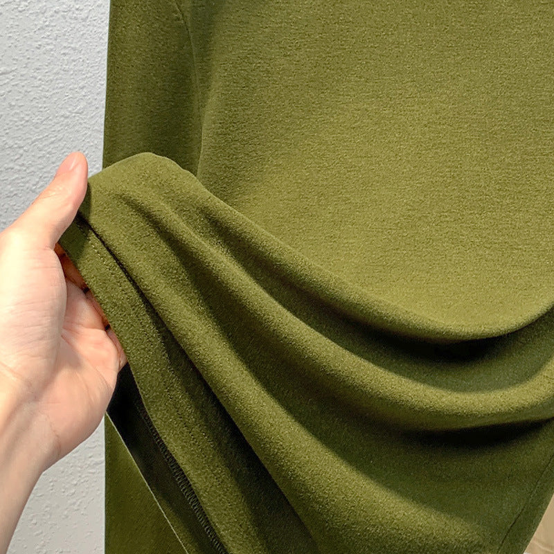 Dame elegant Langærmet skjorte med høj hals og glat materiale Stilla