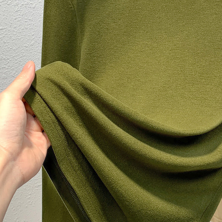 Dame elegant Langærmet skjorte med høj hals og glat materiale Stilla