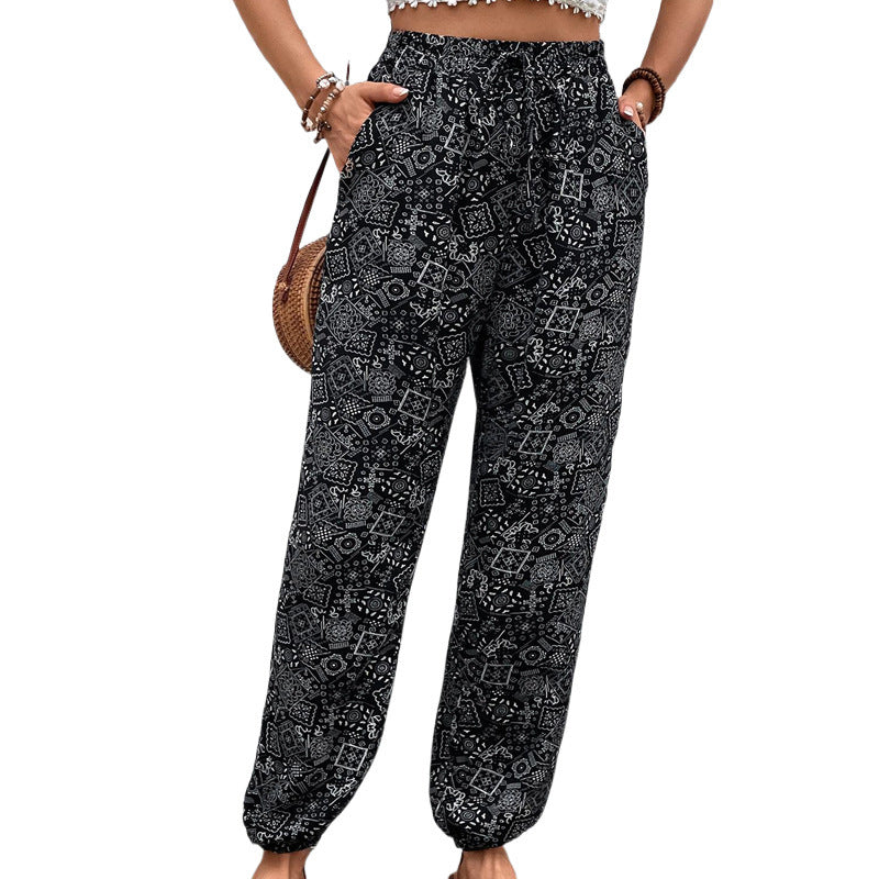 Femme Let Bohemian-stil Bredbenede Bukser Stilla