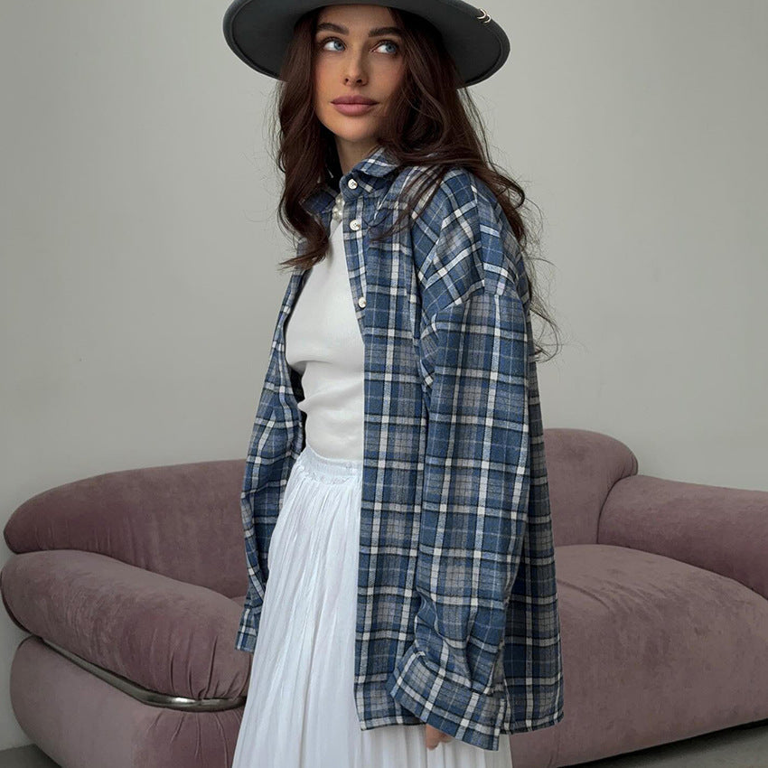 Femme Oversized flannel skjorte Stilla