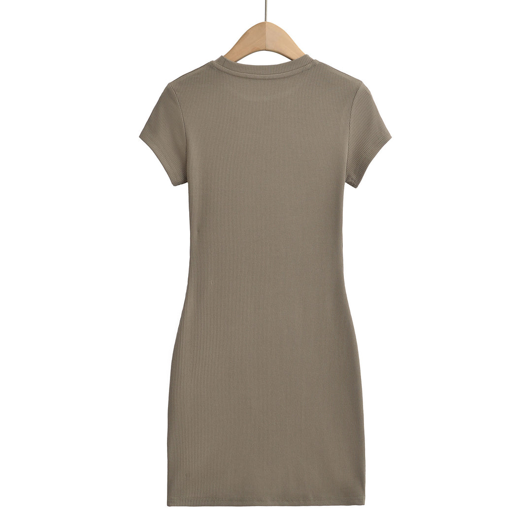 Dame figursyet T-shirt kjole lavet af kvalitets stretchmateriale med kort ærme Stilla