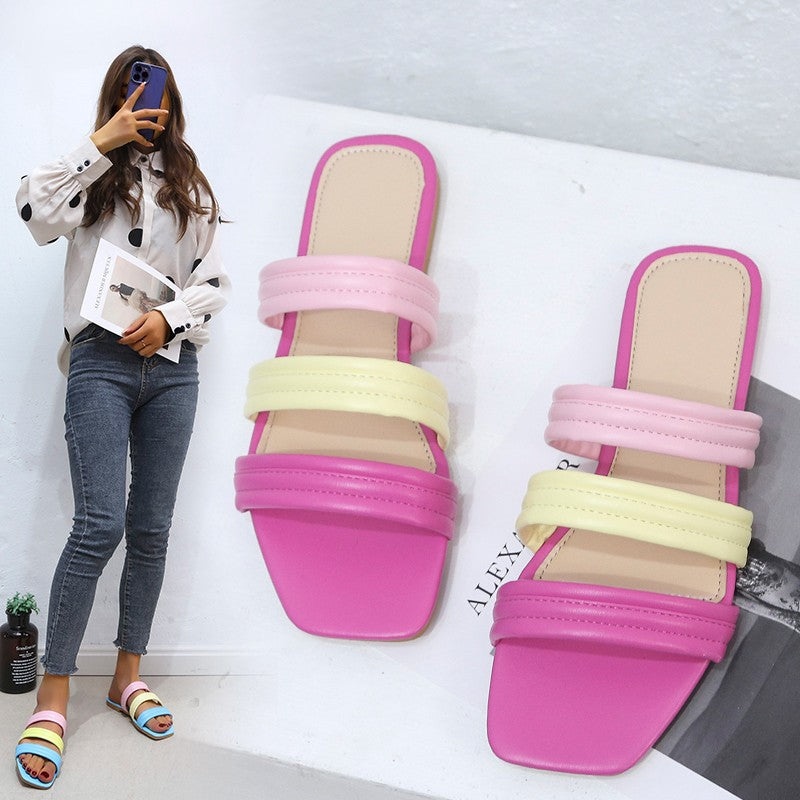 Dame mode slides med brede remme Stilla