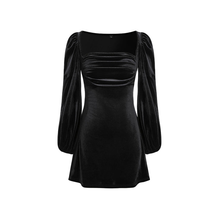 Damer mini kjole med elegante pufærmer og chic firkantet halsudskæring Stilla