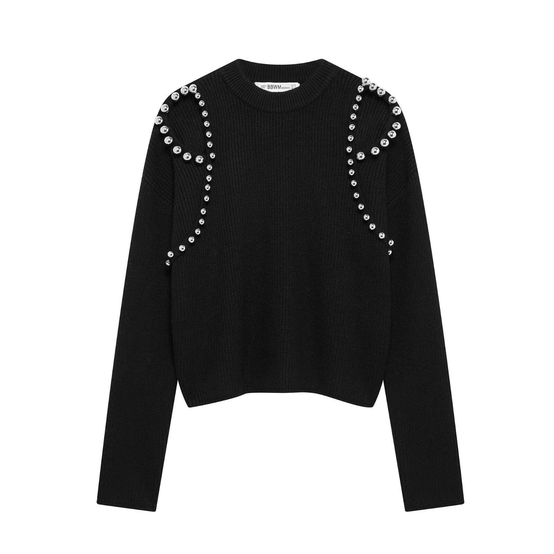 Femme Udsmykket Ærme Strikpullover Stilla