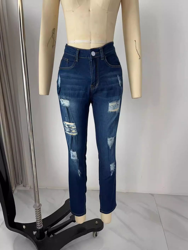 Dame Ripped Skinny Jeans med modige accenter og kropsnær pasform Stilla