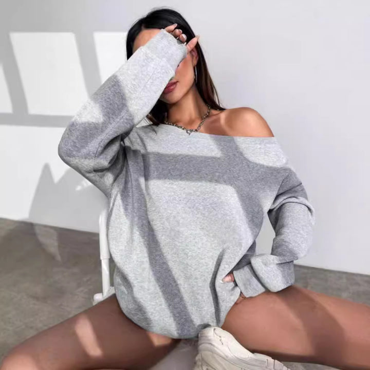 Dame afslappet Off-Shoulder sweater med løs pasform Stilla