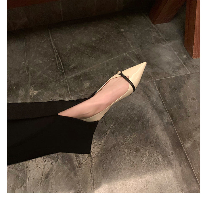 Damer Elegante Spids Tæer Flats med Perle Accent Stilla