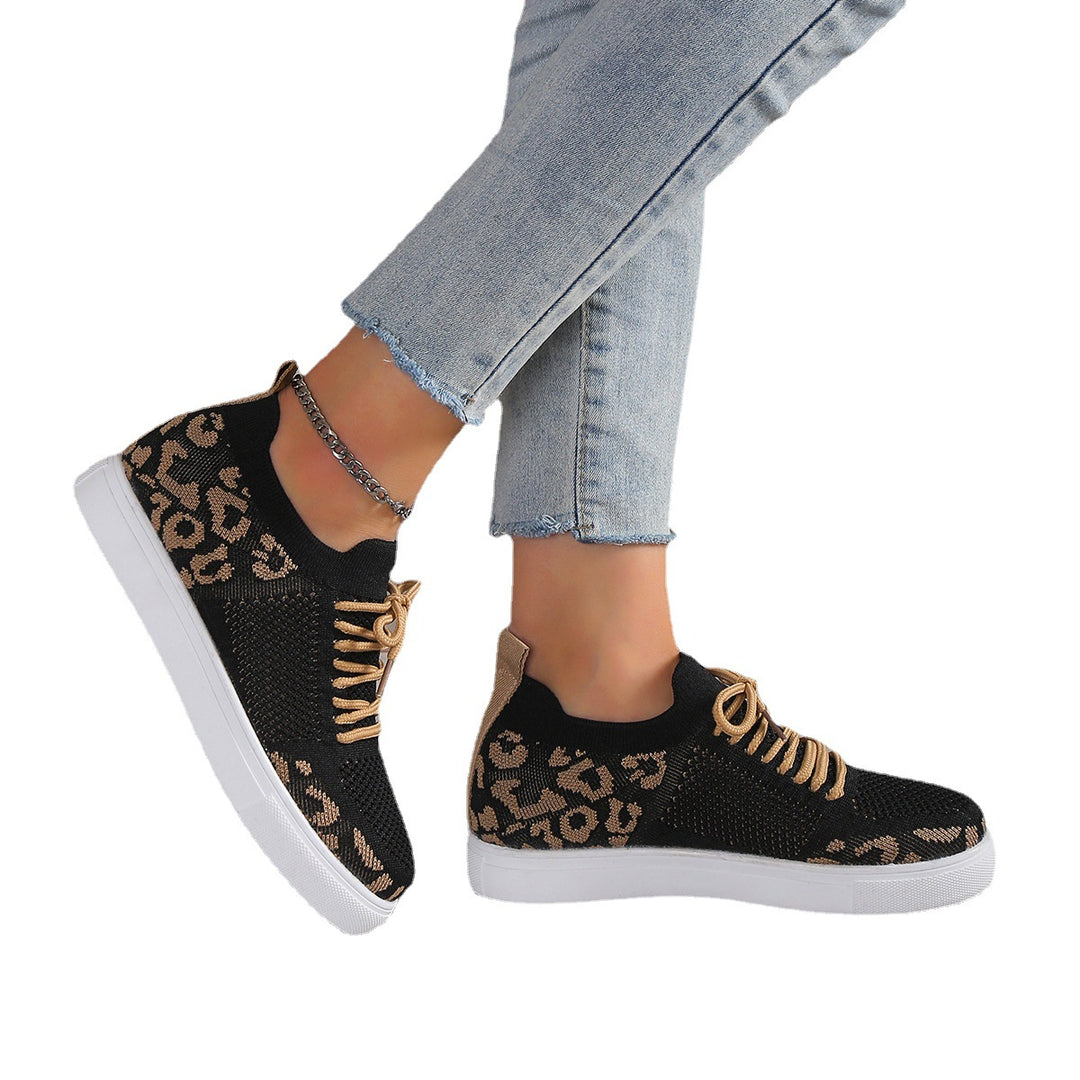 Dame Sneakers i moderne leopardmønster med åndbart stof og behagelig sål Stilla