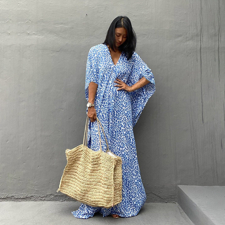 Dame Strandtunika i elegant leopardlook Stilla