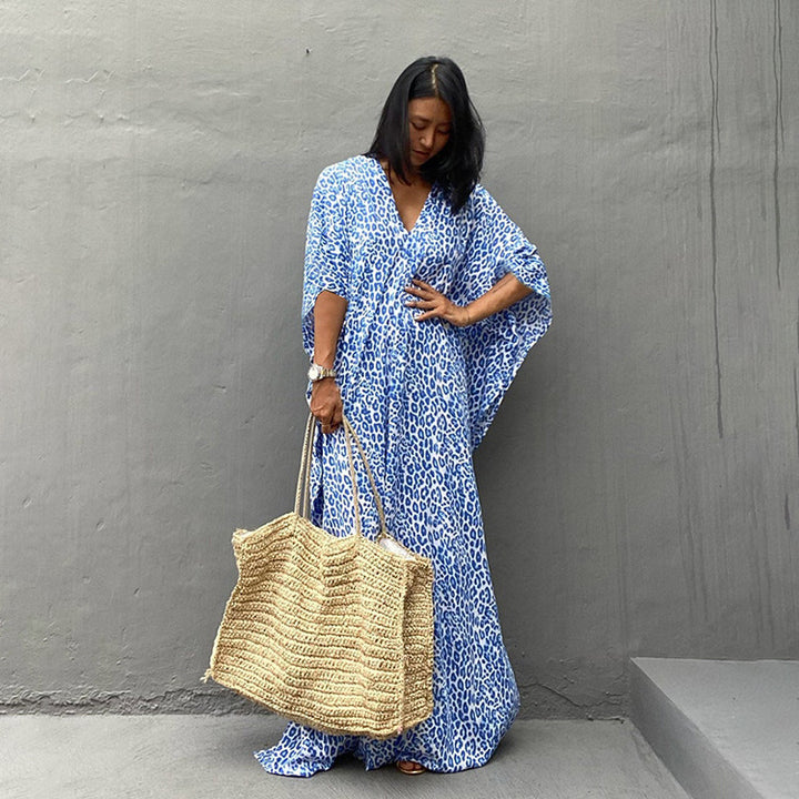 Dame Strandtunika i elegant leopardlook Stilla