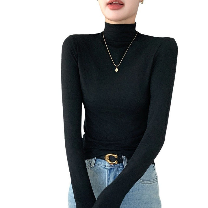 Dame Langærmet Turtleneck-shirt med fin pasform og elastisk materiale Stilla