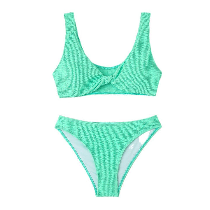 Dame bikini-sæt med stilfulde knude detaljer og høj skæring Stilla