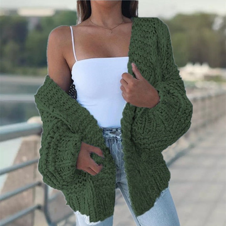 Kvinders chunky strikket cardigan med oversized pasform og afslappet design Stilla