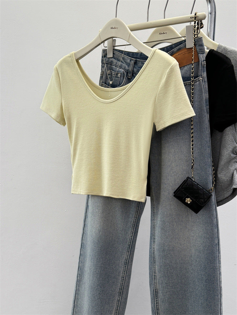 Femme Kortærmet Cropped T-Shirt Stilla