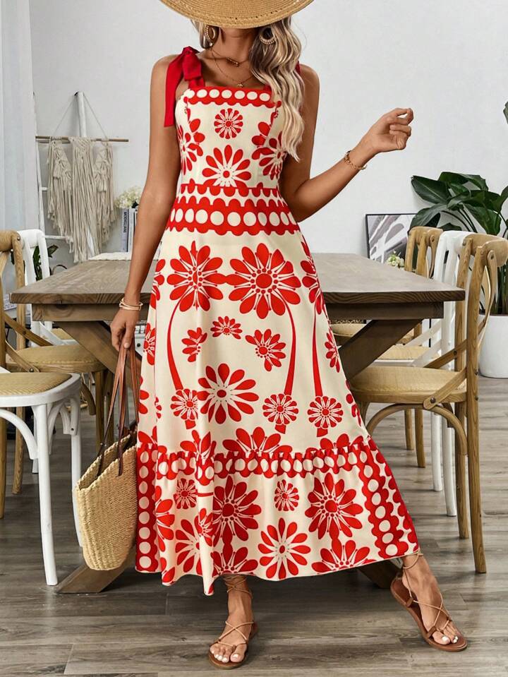 Dame Blomster Maxi Kjole Stilla
