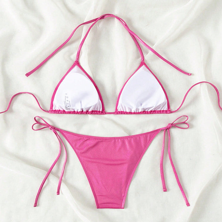 Dame triangel-bikini med justerbare stropper og blank finish Skovae