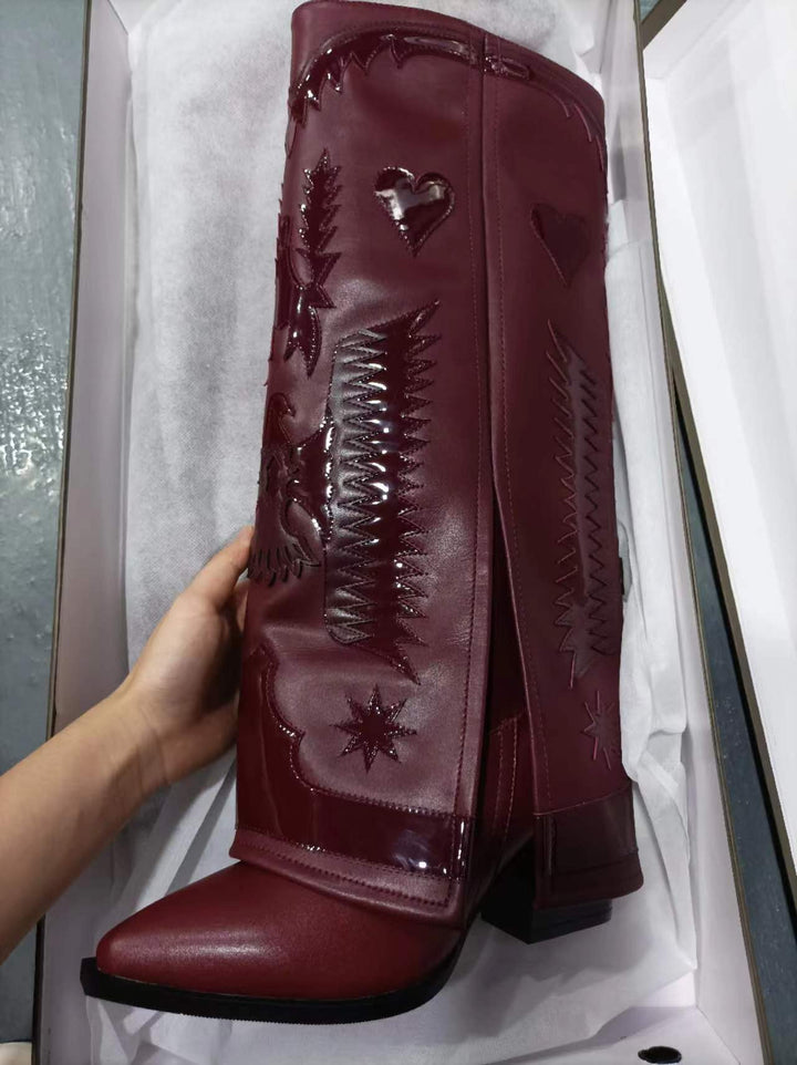 Femme Dekorative Western-stil Knæhøje Støvler Stilla