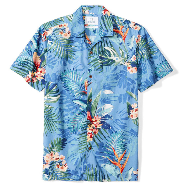 Herrer kortærmet skjorte i moderne Hawaii-design med blomstermønster og kvalitetsstof Stilla