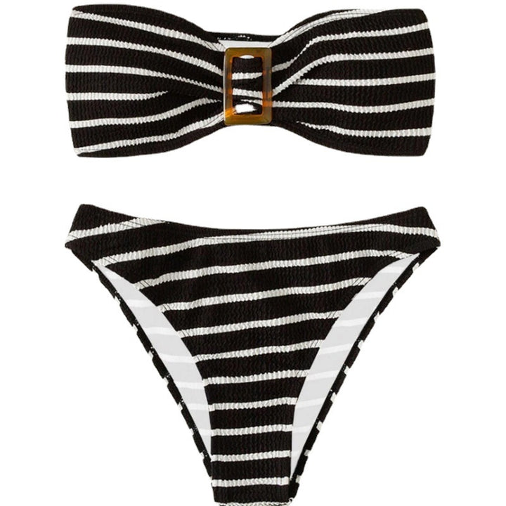 Dame bikini sæt med trendy bandeau-top og højt skåret slip Stilla