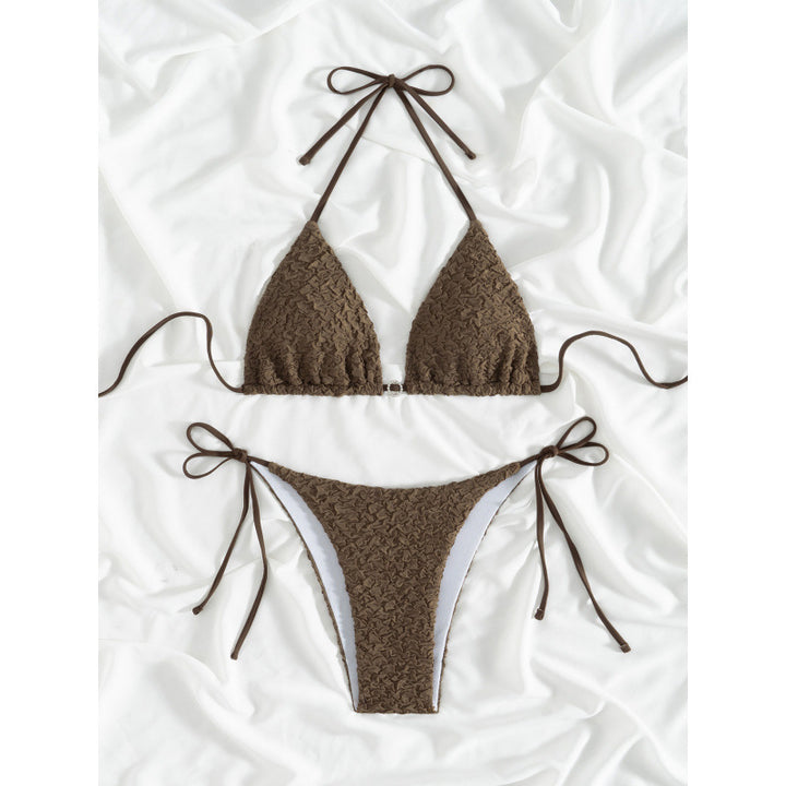 Dame triangel-bikini med struktureret overflade og justerbare bånd Skovae