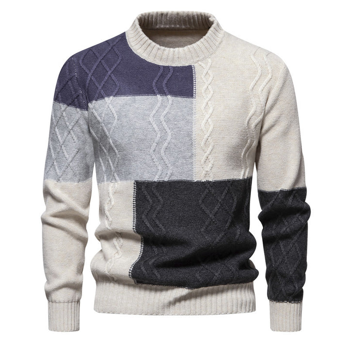 Herrernes Patchwork Kabelstrikpullover Stilla