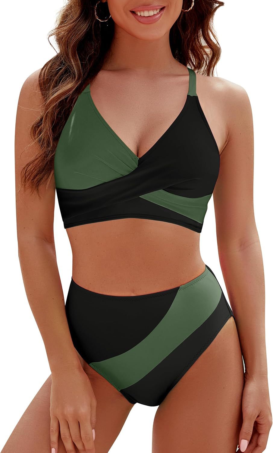 Damer Højskåret Bikini med raffineret Wickeldesign og elastisk Talje Stilla