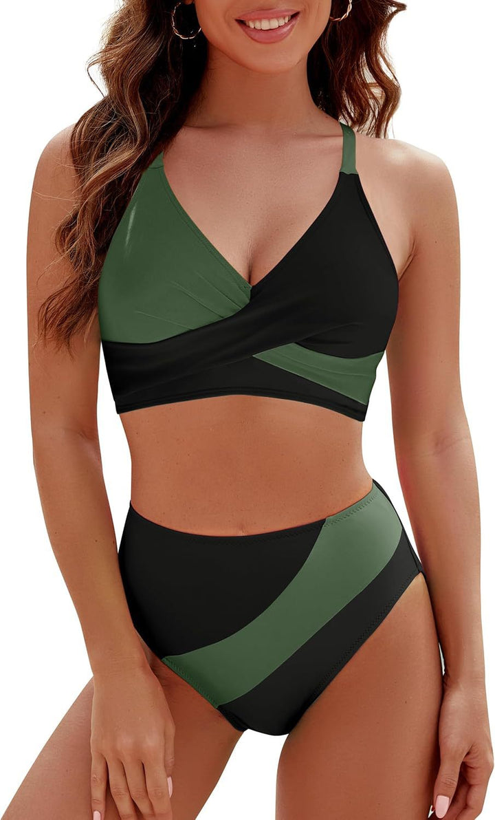 Damer Højskåret Bikini med raffineret Wickeldesign og elastisk Talje Stilla